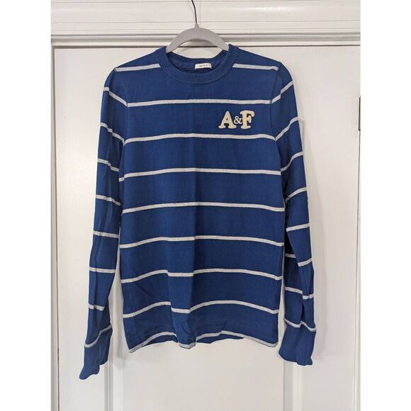 Abercrombie &‎ Fitch Vintage Sweater men's size medium blue striped pullover - Picture 1 of 5